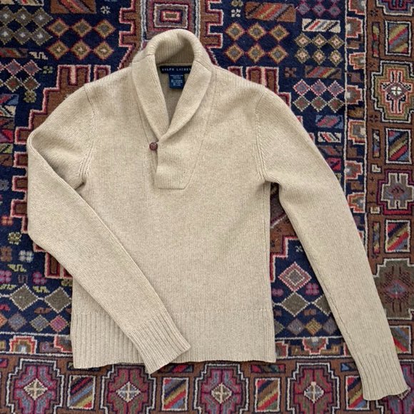 Ralph Lauren Cashmere/Wool Shawl Collar Sweater - Picture 1 of 7